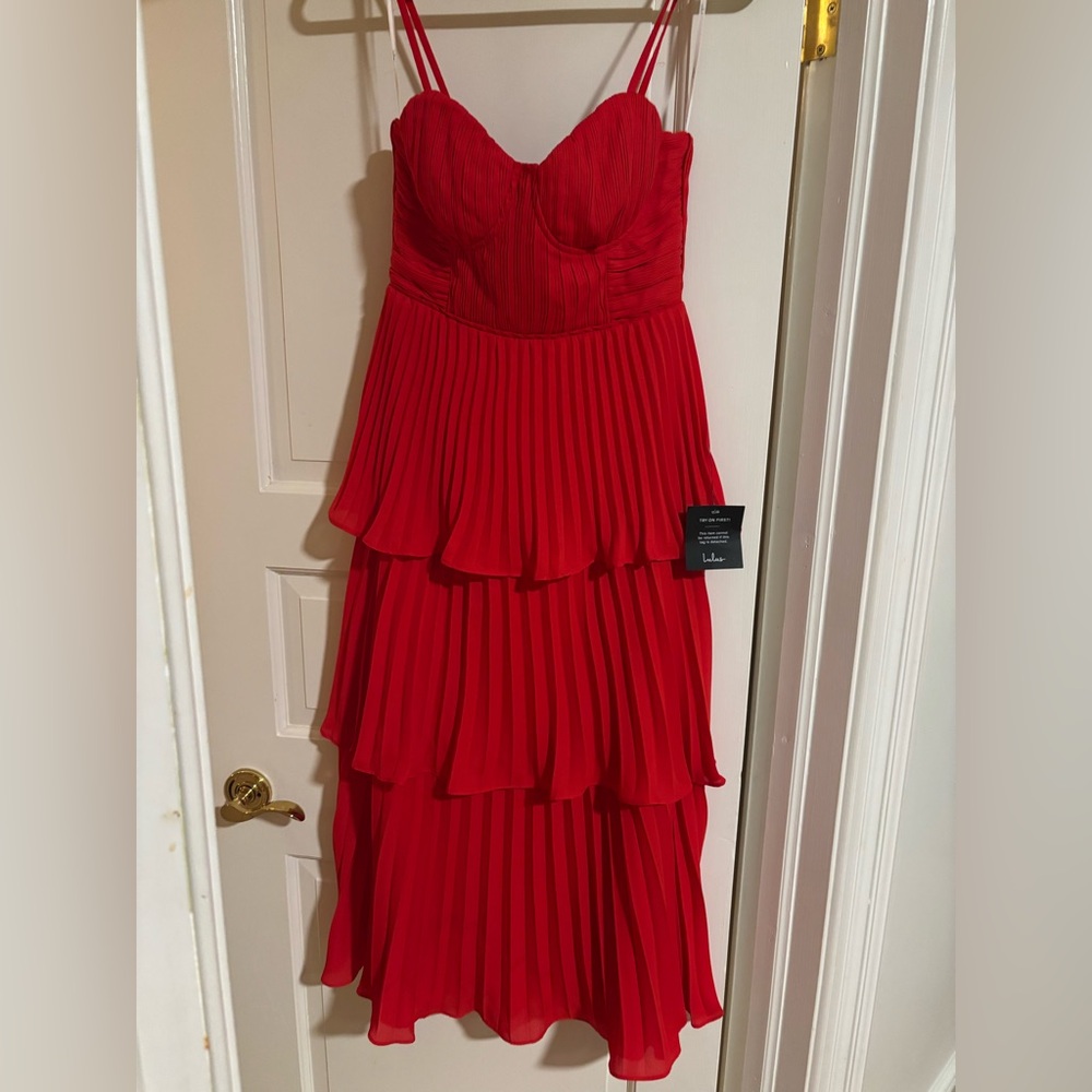 Lulu's Vibrant Red Tiered Dress